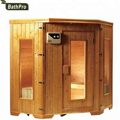 Rectangle Shape Corner Wooden Sauna Room with Speaker