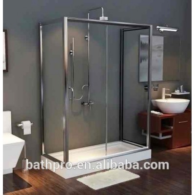 small size 304 stainless steel glass shower room with acrylic base