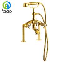 FAAO Best products 2 handles bathtub gold taps,gold shower,antique golden bath showers