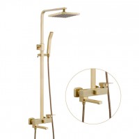 Brushed Gold Bathroom Square Head Shower Faucet Set Rainfall Taps for shower brushed gold