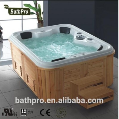 acrylic massage wooden bathtub with pillow