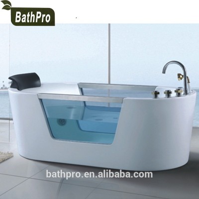 Cheap acrylic corner 1 person jetted bath tub indoor massage bathtub with shower