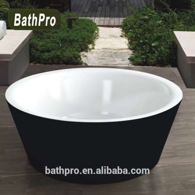 Acrylic material fiberglass outdoor hot tub black and white free standing bathtub