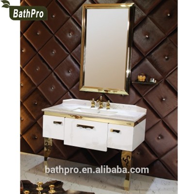 Floor standing 304 stainless steel bathroom cabinet with single basin