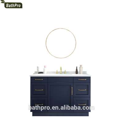 Ready Made Modern Design Lacquer Solid Wood Euro Style Bathroom Cabinet