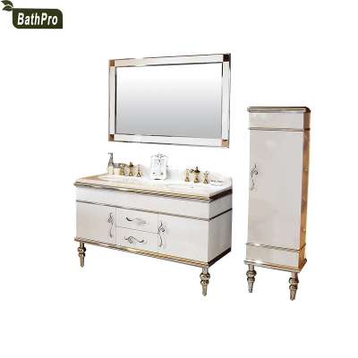 304 SS metail antique bathroom furniture with standing side cabinet