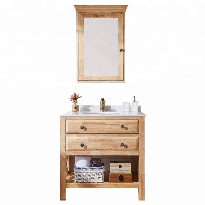 Marble Top 30 inch Small Size Solid Wood Blum Bathroom Vanity Cabinet