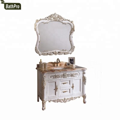 Royal antique free standing waterproof wood vanity bathroom cabinet with leg (BP1005)