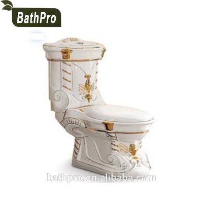 Gold Plated Washdown 180mm 300mm Roughin P trap S trap 2 Piece toilet