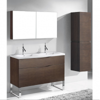 48"Double wash basin bathroom vanity walnut with mirror medicine wooden cabinet hotel type luxury toilet  factory direct made