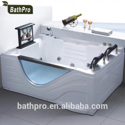 2 person corner white acrylic transparent cheap whirlpool bathtub