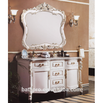 French Style Antique Elegant White Marble Vanity Top bathroom cabinets