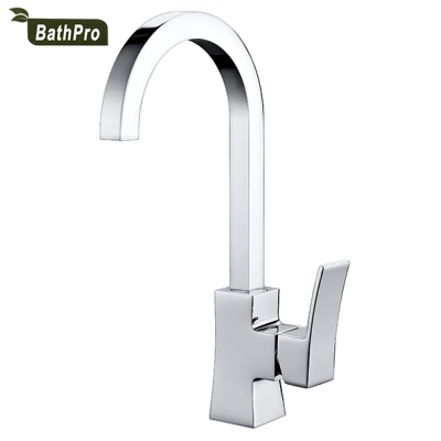 Thermostatic long neck kitchen faucet with one handle