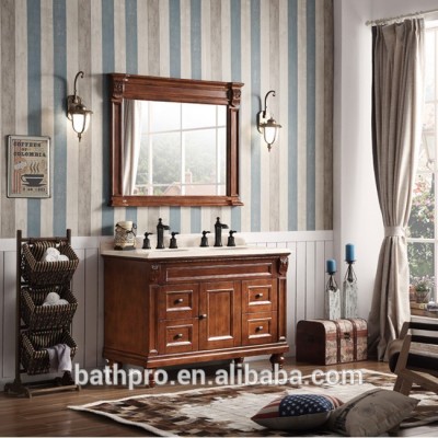 American style classical oak wood good quality bathroom furniture