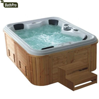 4 Person Acrylic Material Whirlpool Massage Spa Outdoor Bathtub with Foot Step