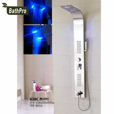 LED Light Stainless Steel Shower Panel in Sliver Color