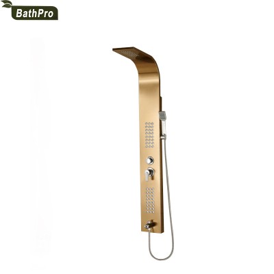 Golden 304 stainless steel luxurious shower column set with rain fall