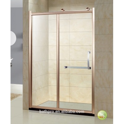 Rose gold sliding door tempered glass 6mm shower enclosure